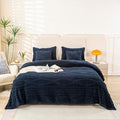 YUSOKI Queen Size Blanket Single Layer,Weight(4.4lb),370GMS-3D Stylish Design for Gift Home Decor (Navy,90"x90")