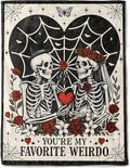 Valentine’s Day Decorative Throw Blanket Gifts for Him Her, Gothic Skeleton Couple Decoration Halloween Wedding Gift for Wife, Husband,Romantic Decor, Gift for Boyfriend Girlfriend,40x50 Inch