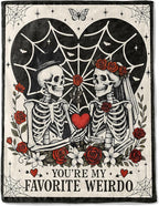 Valentine’s Day Decorative Throw Blanket Gifts for Him Her, Gothic Skeleton Couple Decoration Halloween Wedding Gift for Wife, Husband,Romantic Decor, Gift for Boyfriend Girlfriend,40x50 Inch