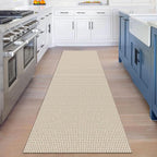 KOZYFLY Runners for Hallways 3x8 ft Washable Kitchen Runner Non Slip Rubber Backed Hall Runners Cotton Entryway Runner Rugs Floor Carpet for Indoor Backdoor Bedroom Kitchen, Ivory/Khaki