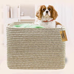 COMFY-HOMI Square Woven Cotton Rope Basket for Organizing, Gift Baskets for Handles, Empty Gift Baskets, Toy Basket for bins|13.5" x 11" x 9.5" home decor for Living Room, Bathroom