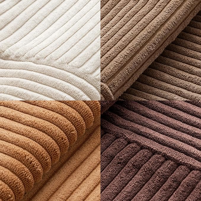 MIULEE Brown Throw Pillow Covers 16x16 Inch Set of 4 Boho Farmhouse Cushion Cases Neutral Gradient Corduroy Pillow Cases with Invisible Zipper Patchwork Home Decor for Couch Sofa Bed