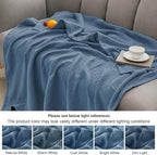 PHF 100% Cotton Muslin Blanket Queen Size 90"x90", 4-Layer Lightweight Gauze Throw, Breathable Cloud-Soft Minimalist Blanket for Bed, Couch, Camping & Baby, Denim Blue, Ideal Gift