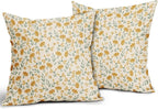 Green Yellow Floral Pillow Covers 18x18 Set of 2 Vintage Rustic Old Style Cute Small Flower Print Decorative Outdoor Pillowcases Farmhouse Throw Cushion Case Decor for Couch Sofa Bed