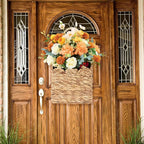 Wicker Hanging Baskets Scalloped Wall Baskets Decor Handmade Woven Hanging Basket Foldable, for Front Door Home Garden Pantry Farmhouse Rustic Decor