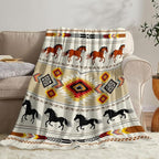 Western Throw Blanket, Cowboy Soft Cozy and Warm Couch Blankets Gift for Western Lover, Decorative Blankets for Sofa Couch Bed, Beige Brown 50×60 inches