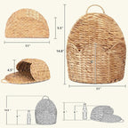 2 PC Door Basket Scalloped Hanging Storage Basket,Water Hyacinth Woven Wall Baskets for Front Door Decor, Hangable Storage Organize for Flowers,Planter,Mails,Wicker Baskets for Organizing Garden - L*2