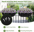 Riare 4 Pack 36 Inch Black Felt Window Box Liners- Fabric Trough Planter Basket Liners Replacement, Non-Woven Hanging Plant Liner for Wall Hanging Basket, Garden Fence Railing (Avoid Bird Nesting)