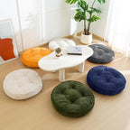 HIGOGOGO Floor Pillow Cushion for Adults, Meditation Cushion Pillow, Large Round Floor Sitting, Tufted Corduroy Cover, for Tatami Living Room or Yoga, 22x22 Inch, 2Pack, Beige