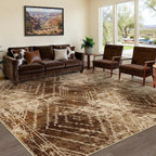 Area Rug 9x12 Rug Machine Washable Non-Slip Low Pile Print Pattern Western Rug for Living Room Bedroom Entryway Tribal Series-Abstract/Cowhide