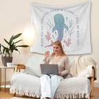 HUGANE Whale Shark Christian Tapestry, Isaiah 43:2 Bible Verse Tapestry Wall Hanging, Religious Bible Scripture Wall Blanket Backdrop Decor for Home Bedroom Living Room, 50x60 Inch,Color-A