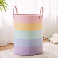 60L Hamper Laundry Basket for Baby Girls Kids Rainbow Nursery Hamper for Clothes Pastel Unicorn Woven Rope Blanket Basket for Toy in Playroom Bedroom 15Dx20H inches Large