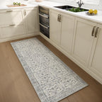 2'x6' Washable Runner Rug Utral Soft Lightweight Vintage Boho Distressed Non-Slip Backing,Low Pile Stain Resistant Farmhouse Rug for High-Traffic Hallway, Kitchen & Laundry