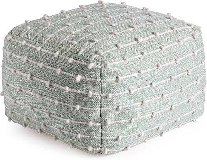 Anji Mountain Pouf Ottoman Foot Rest, Handmade Ottoman Pouf, Comfortable Foot Stool, Decorative Floor Seating for Living Room Decor, Bedroom & Home Décor Accent - Seaside