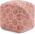 Anji Mountain Pouf Ottoman Foot Rest, Handmade Ottoman Pouf, Comfortable Foot Stool, Decorative Floor Seating for Living Room Decor, Bedroom & Home Décor Accent - Red