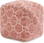 Anji Mountain Pouf Ottoman Foot Rest, Handmade Ottoman Pouf, Comfortable Foot Stool, Decorative Floor Seating for Living Room Decor, Bedroom & Home Décor Accent - Red
