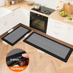 Kitchen Mats, 2PCS Kitchen Rugs for Floor, Cushioned Anti-Fatigue Mats for Kitchen Floor, Non-Slip Standing Desk Mat for Sink, Home, Laundry & Office, 17.3"x30"+17.3"x47" (Black)
