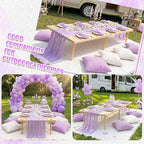 91 x 71 Extra Large Outdoor Boho Picnic Blanket with Purple Table Runner, 6 Throw Pillow Covers 6 Napkins Woven Cotton Yarn Oversize Beach Blanket Washable Picnic Camp Wedding