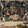 Accnicc Fantasy Forest Bookshelf Tapestry Witchy Fairy Tree Mushroom Retro Backdrop Tapestries Wall Hanging Vintage Library Book Tapestry for Bedroom Living Room Dorm 80 x 60 inch