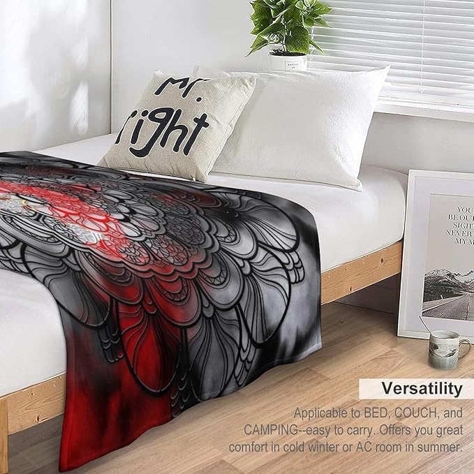 Black Red Mandala Throw Blanket Abstract Yellow Red Black Boho Floral Modern Blanket for Sofa Bed Couch Chair Or Dorm 30"x40"