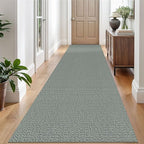 EARTHALL Washable Runner Rug 3x10 Ft Non Slip Runners for Hallways Long Cotton Rubber Backed Kitchen Runner Braided Indoor Floor Carpet Runners for Entryway, Hallway, Kitchen, Green/Grey