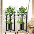 THKFUL 2Pack Plant Stand Indoor Outdoor,20.3" Heavy Duty Metal Pot Plants Stands for Multiple Plant,2 Tier Corner Flower Pot Stand Holder Rack Planter Display for Patio Garden Balcony(Black)
