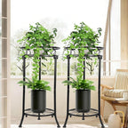 THKFUL 2Pack Plant Stand Indoor Outdoor,20.3" Heavy Duty Metal Pot Plants Stands for Multiple Plant,2 Tier Corner Flower Pot Stand Holder Rack Planter Display for Patio Garden Balcony(Black)