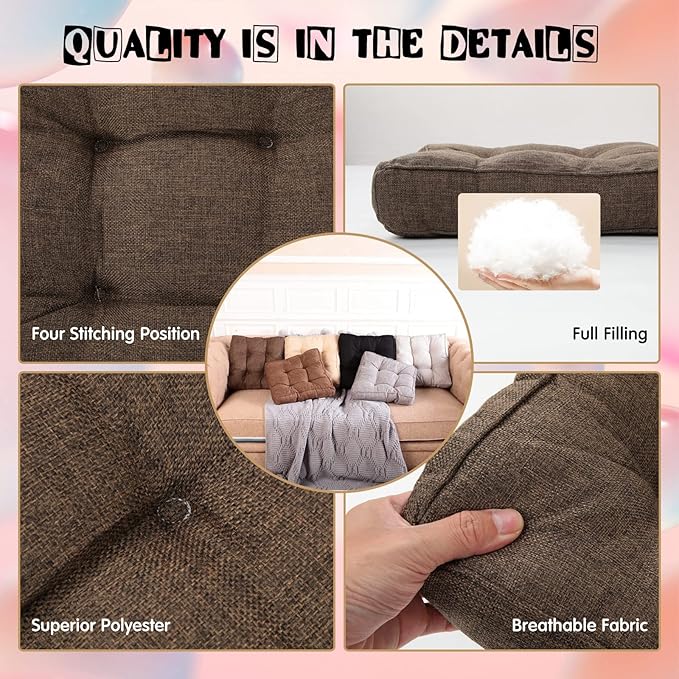 Qunclay 6 Pcs Floor Cushions Bulk Floor Pillows Flexible Seating Cushions 3.15'' Thick Flexible Seating Classroom Furniture Meditation Seat Pillows for Home Nursery Yoga Decor 15.7'' x 15.7''(Stylish)
