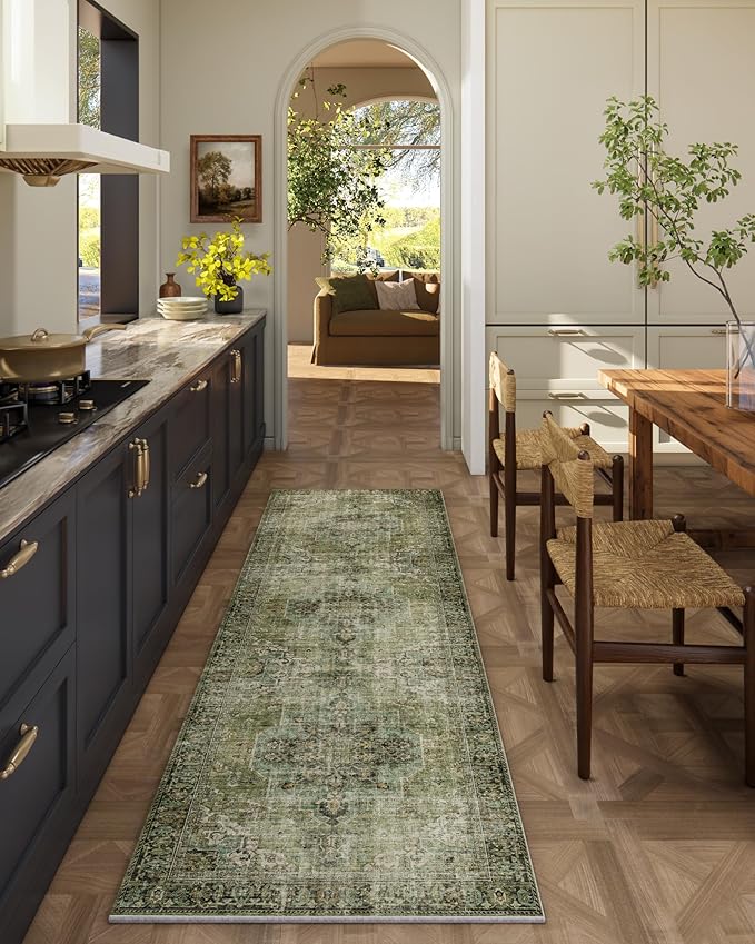 Machine Washable Kitchen Runner Rug: 2'x6' Hallway Rug Non Slip Low-Pile Stain Resistant Soft Carpet Runners for Entryway Hallways Kitchen Laundry Room Beside Farmhouse