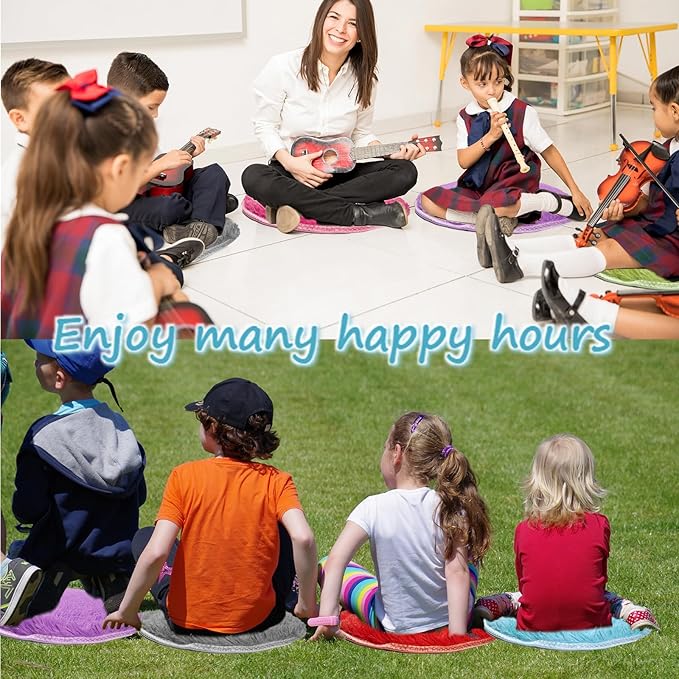 12 Pcs Kids Carpet Circle Seats 16" Kids Classroom Rug Floor Cushions Round Soft Warm Floor Rug Mat for Classroom, Home School Story Time, Group Activity Educational Learning Playing Areas (12)
