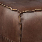 SIMPLIHOME Brody Square Pouf - 18 inch Wide Upholstered Vegan Leather Ottoman in Distressed Dark Brown, Boho Footstool, Coffee Table or Extra Seating for Living Room or Bedroom, Assembled