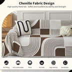 Boho Couch Cover Sofa Covers Washable, Chenille Couch Covers for 3 Cushion Couch Sofa Pet Friendly, Bohemian Sofa Slipcovers for Sectional Sofa, Loveseat, 2 3 4 Seater (71" x 118", Coffee)