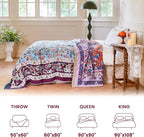 MSGKV Boho Throw Blanket for Bed 60"x80" 100% Cotton Couch Twin Size Floral Bird Blanket Spring Breathable Lightweigh Muslin Home Decorative Blankets