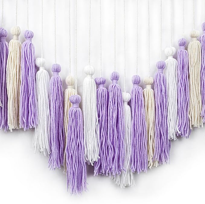 EOBTAIN Purple Macrame Wall Hanging Large Tassel Garland Decor,Bohemian Tapestry for Bedroom Living Room,Boho Wall Pediments Girls Nursery Dorm Home Wall Decoration,Birthday Party Gift for Women