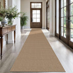 KOZYFLY Extra Long Runners for Hallways 2.6x18 ft Washable Kitchen Runner Non Slip Rubber Backed Hallway Rug Cotton Entryway Runner Rug Floor Carpet for Indoor Hall, Kitchen, Stair, Tan/Orange/Brown