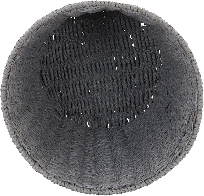 Household Essentials Woven Waste Basket, Gray Paper Rope Waste Bin for Bathroom, Bedroom, Office