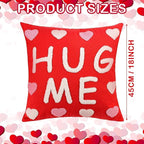 2 Pcs Tufted Valentine's Day Pillow Covers 18'' Red White Heart Throw Pillow Cases 3D Soft Plush Faux Fur Wool Couch Cushion Case for Chair Sofa Bedroom Living Room Home Decor