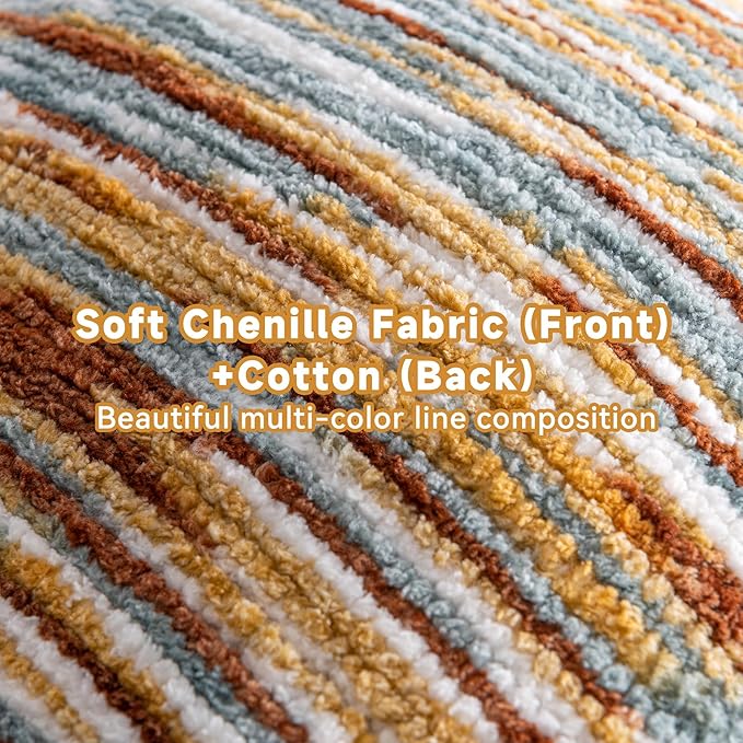 AmHoo Boho Throw Pillow Covers Set of 2 Decorative Bohemian Woven Tufted Striped Farmhouse with Tassels Textured Cushion Case Pillowcase Neutral for Sofa Couch Bed 18 x 18-Inch Brown