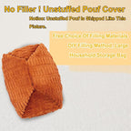 Handmade Unstuffed Ottoman Pouf Cover – Versatile Storage Footstool & Floor Pouf for Living Room, Bedroom, or Wedding Decor | 20" Diameter x 14" Height | Filler Not Included (Burnt Orange)
