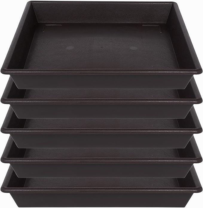 Square Plant Saucer 12 Inch 5 Pack, Plant Stand Plant Trays for Pots Heavy Duty Plastic Plant Saucers for Indoors Outdoors, Flower Pot No Holes Plant Lover Gardening Gifts
