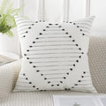 PANOD Knitted Boho Tufted Throw Pillow Covers with Tassel 20x20 inch, Decorative Indoor Outdoor Bohemian Square Cushion case Pillowcase for Couch Sofa Bedroom car Farmhouse Black and Cream White