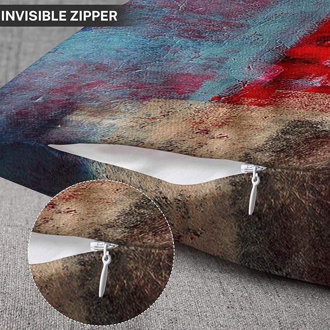 Emvency Set of 2 Red Brown and Gray Throw Pillow Covers Modern Abstract Painting Decorative Pillow Cases Home Decor Standard Square 16x16 Inches Pillowcases