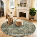 4x4 Round Bedroom Rug Washable: Living Room Rugs Stain Resistant Non Slip Low Pile Soft Small Area Rugs for Bedroom Kitchen Entryway Living Room Bedside Office Dorm Kids Room Entrance