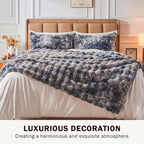 EMME Faux Fur Blanket Twin Size Tie-Dye Dark Gray - Big Bubble Rabbit Cozy Blanket for Couch, Thick Furry Plush Shaggy Blankets, 650GSM, 60x80 Inches