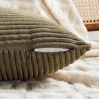 Fancy Homi 2 Packs Olive Green Decorative Throw Pillow Covers 18x18 Inch for Living Room Couch Bed Sofa, Rustic Farmhouse Boho Home Decor, Soft Corss Corduroy Patchwork Textured Cushion Case 45x45 cm