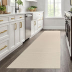 EARTHALL Woven Runner Rug 3x8 Ft Washable Runners for Hallways Wide Non Slip Rubber Backed Kitchen Runner Braided Indoor Floor Carpet for Entryway, Hallway, Kitchen, Bedroom, Beige/Khaki