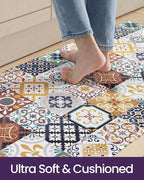 DEXI Anti Fatigue Kitchen Mats for Floor, 23x86, Cushioned Standing Padded Mat Waterproof, Comfort Runner Rug for Laundry Room Office, Colorful Checkered
