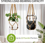 Macrame Plant Hanger - Fits 4 to 13 inches Pots for Indoor Outdoor, 35"/29"/23" Different Sizes Set, Brown (POTS NOT Included)