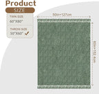 Chenille Throw Blanket for Couch with Tassels,50"X60" Soft Cozy Lightweight Knitted Boho Decorative Blankets for Bed and Sofa,Light Green