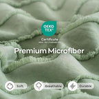 JELLYMONI 2 Pack Light Green Pillowcases 18" x18", Soft Microfiber Striped Tufted Pillow Covers(Pillows are not Included)